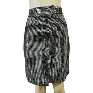 TULEH Wool Blend Tweed Black Women's Size 2 Buttons front Skirt NEW